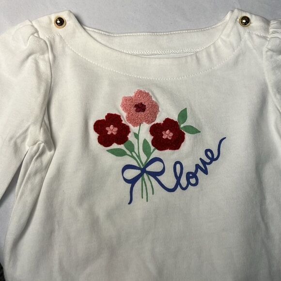 Janie and Jack 100049439  Girl White Floral Love Tee  NWT size 12-18 months - Picture 4 of 9
